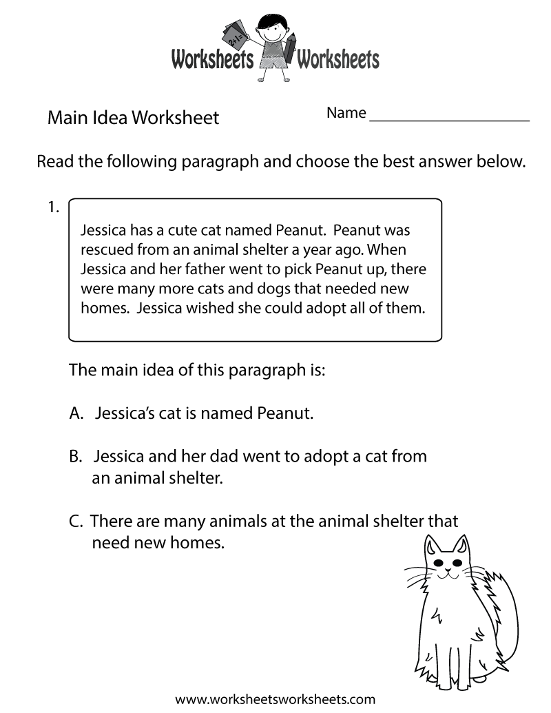 Finding The Main Idea, Printable Worksheets