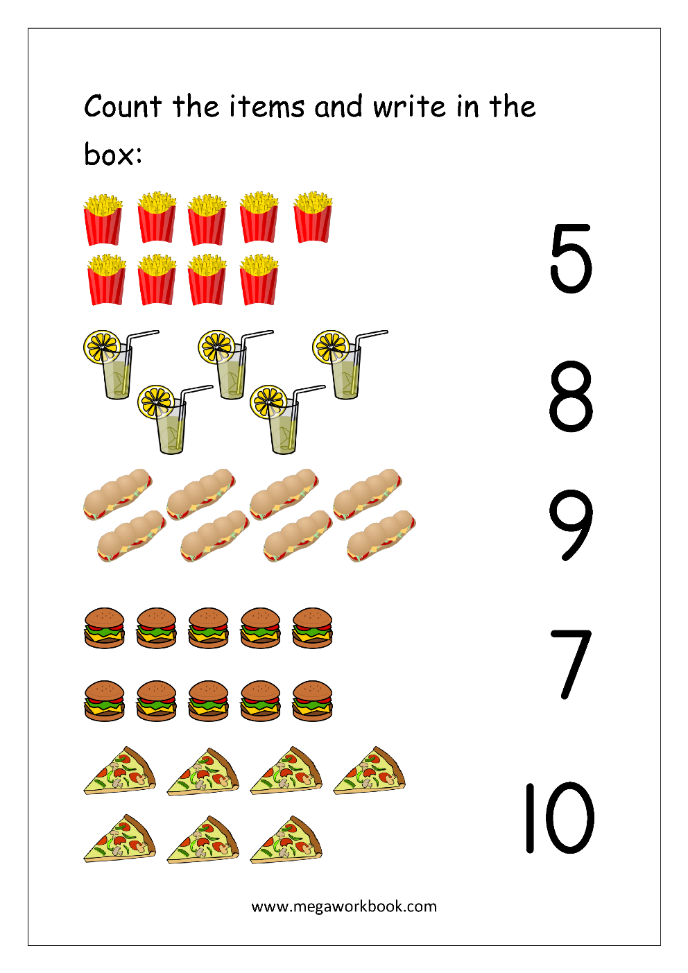 Counting Matching Free Printable Worksheets