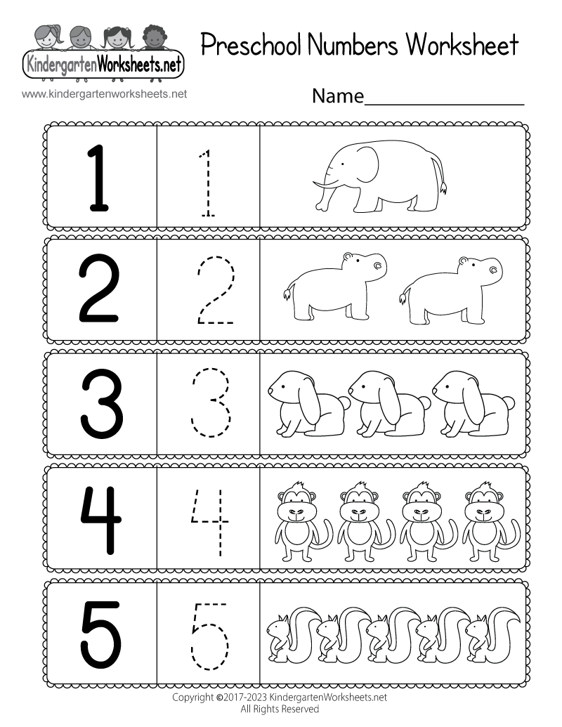 Kindergarten Numbers Worksheets Printable