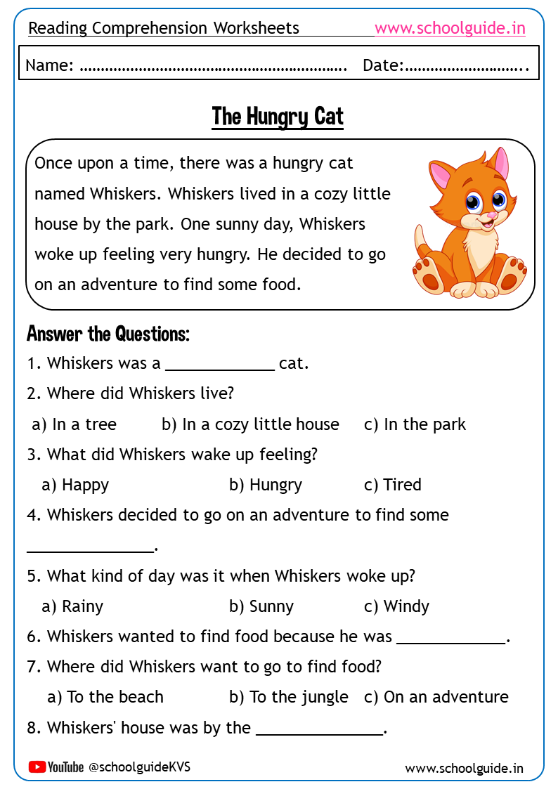 Comprehension Worksheets For Grade 1 Free Printable