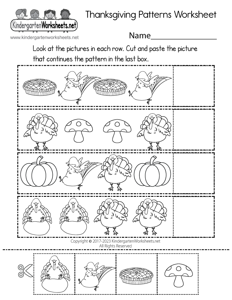 Kindergarten Thanksgiving Worksheets Printable