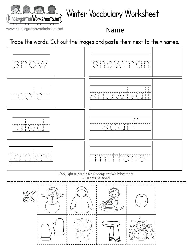 Kindergarten Winter Worksheets Printable