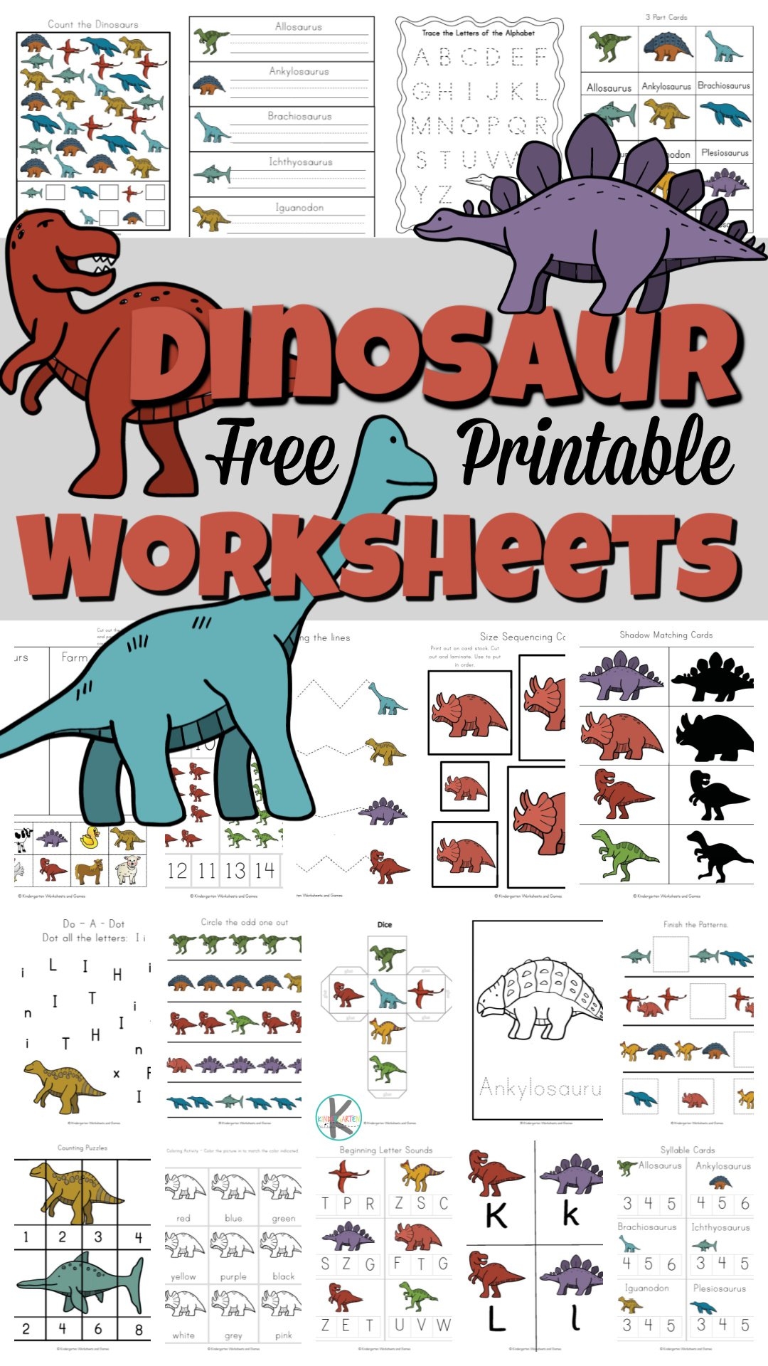 Kindergarten Dinosaur Worksheets Printable