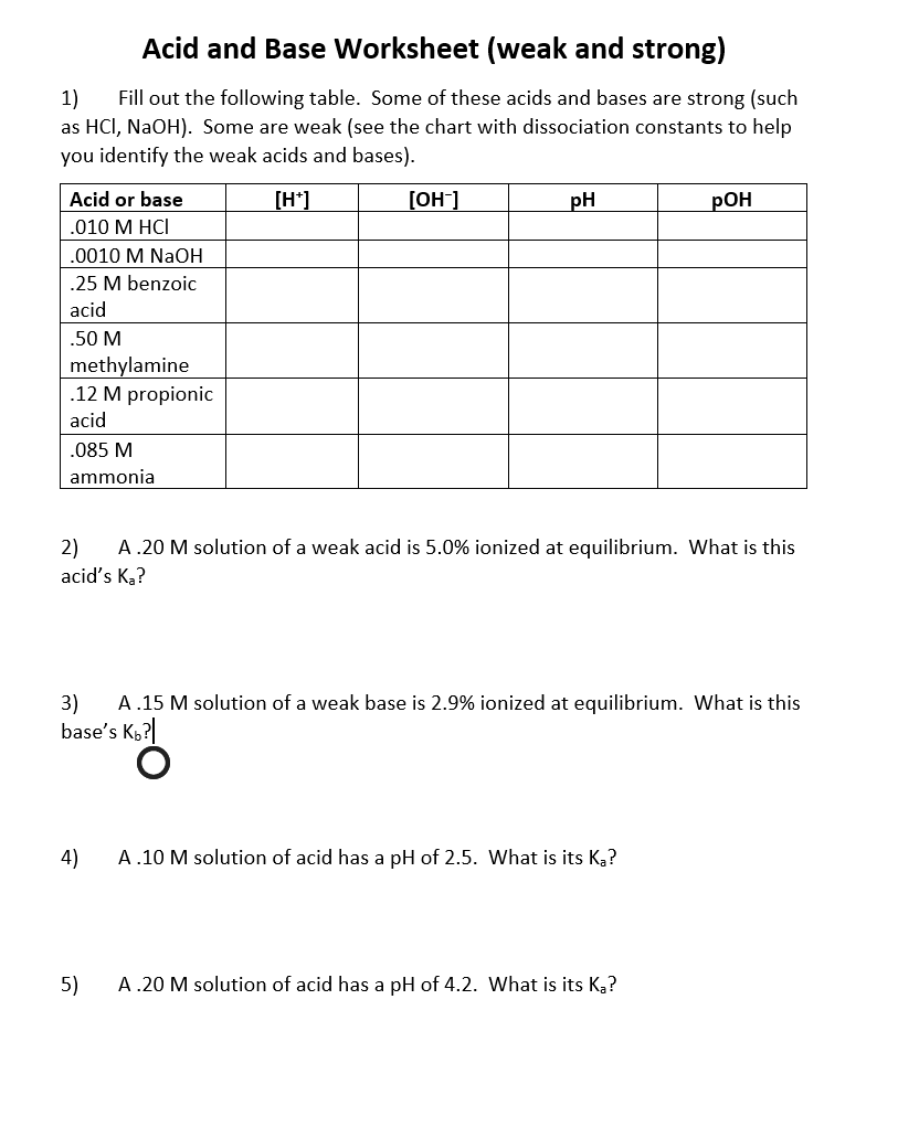Explain Acids And Bases Printable Worksheets