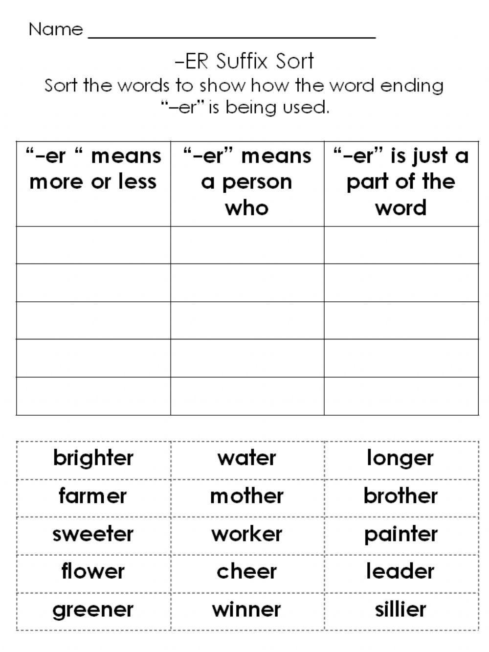 Er Ers Worksheets Free Printable