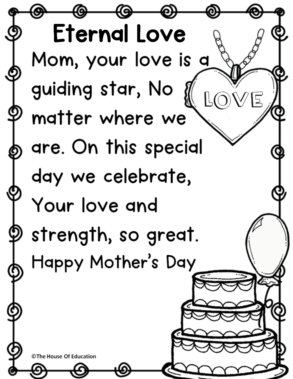 Algebraic Expression Worksheets Mother'S Day Cards Printable