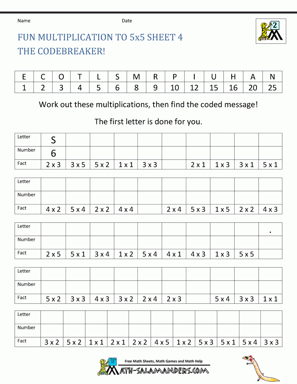 Fun Multiplication Worksheets To 10x10