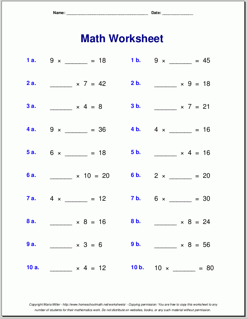 4 Grade Math Worksheets Printable