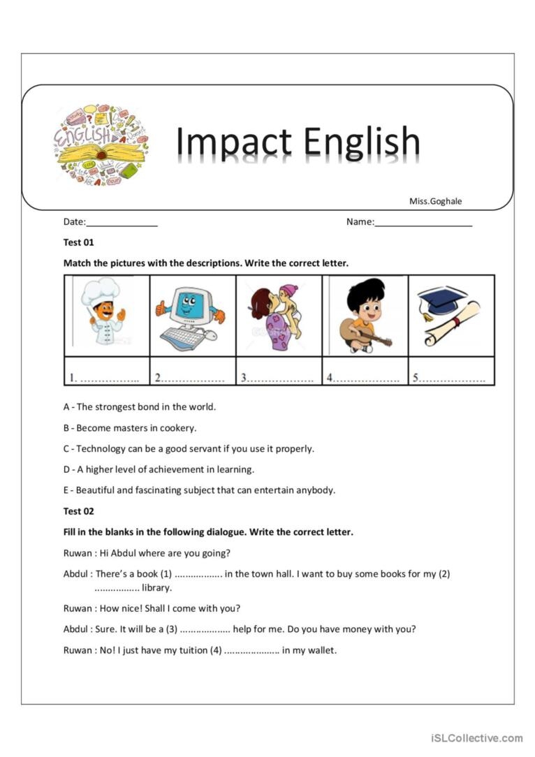 Esl Worksheets For 8Th Grade Printable