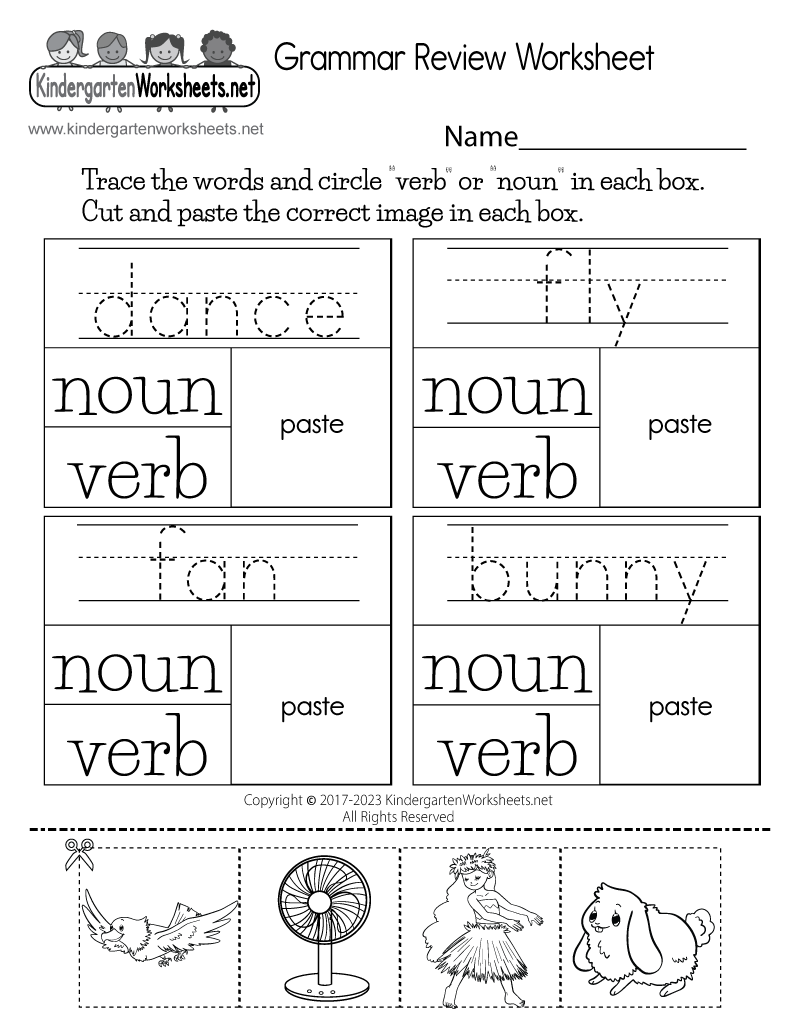 Kindergarten Grammar Worksheets Printable