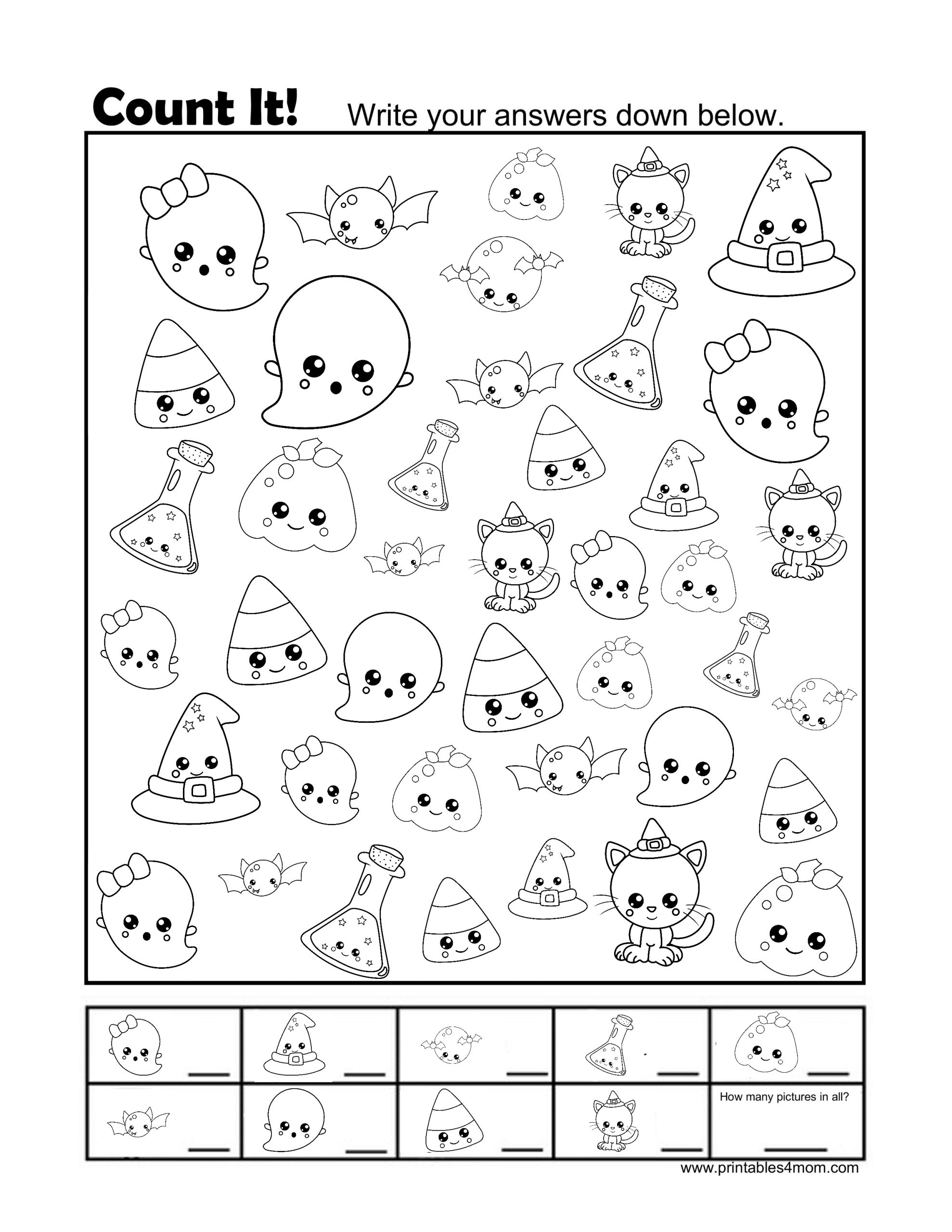 Kindergarten Halloween Worksheets Printable