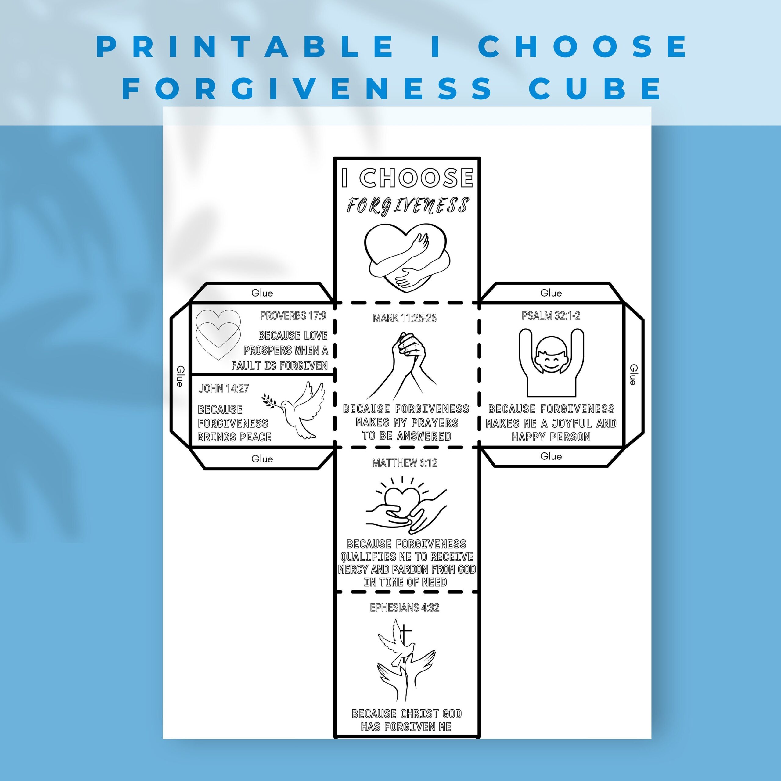 I Choose Forgiveness Coloring Cube Bible Verse Sunday School Activity Bible Scripture Memory For Kids Christian Printable Prayer Activity Etsy