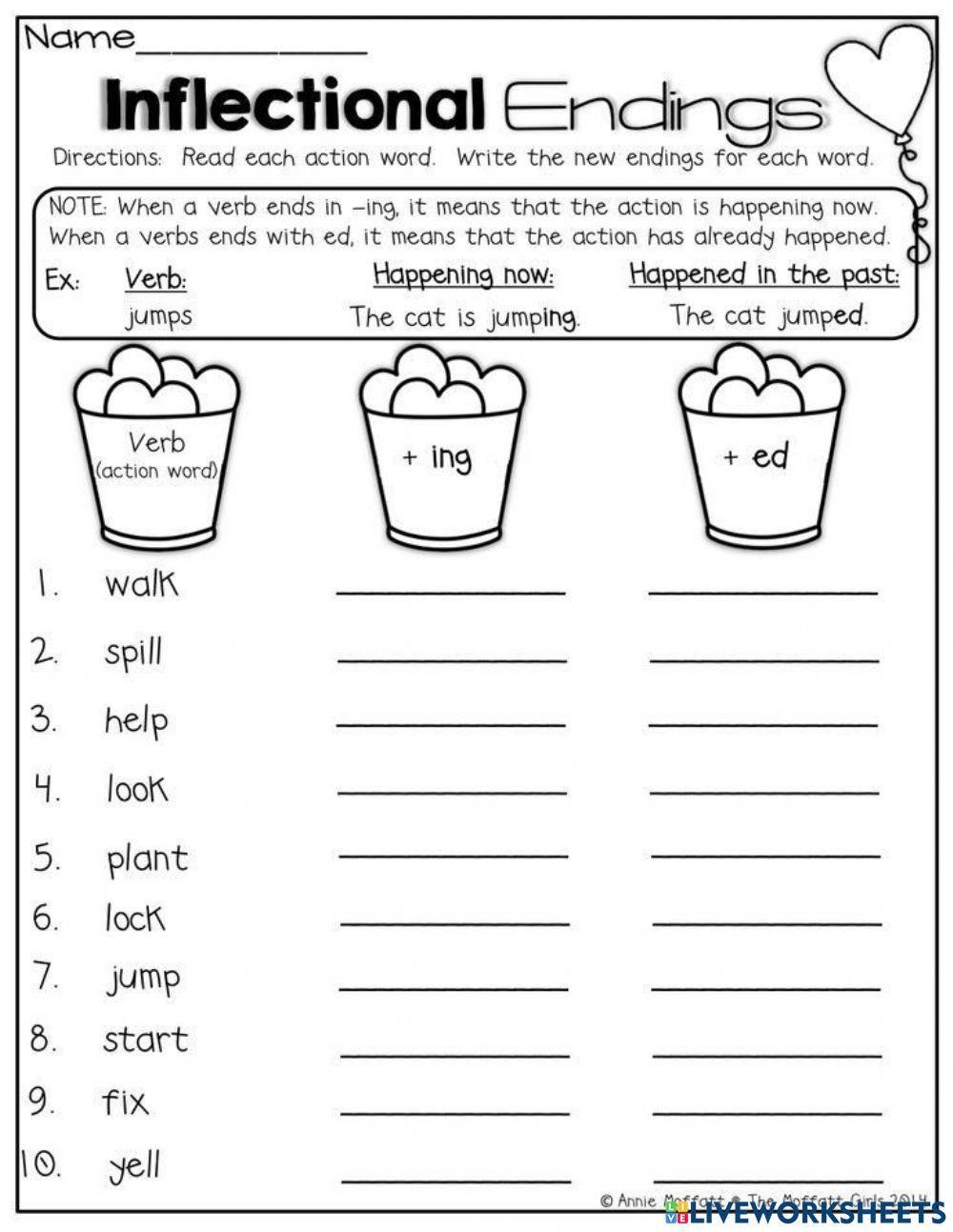 Ed,Ing Worksheets First Grade Printable