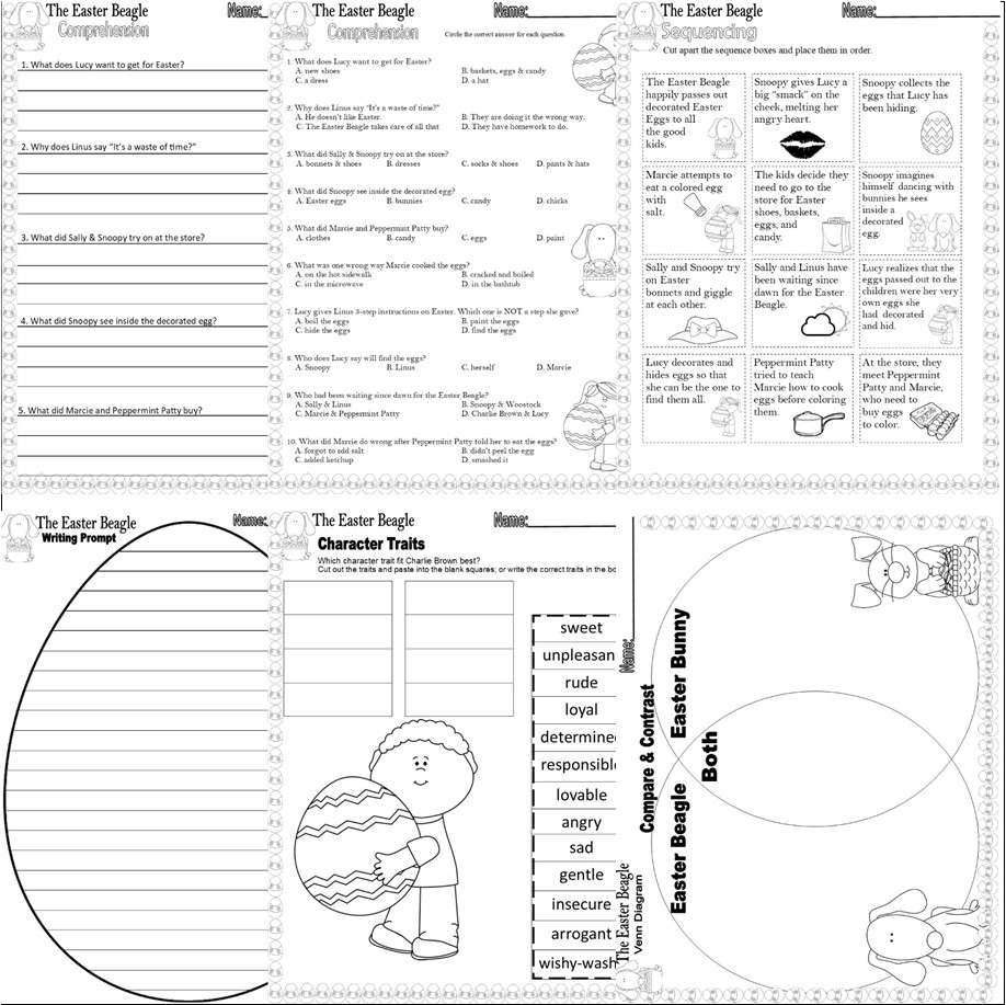 It s The Easter Beagle Charlie Brown TV Read Aloud Book Companion Comprehension Worksheets Made By Teachers