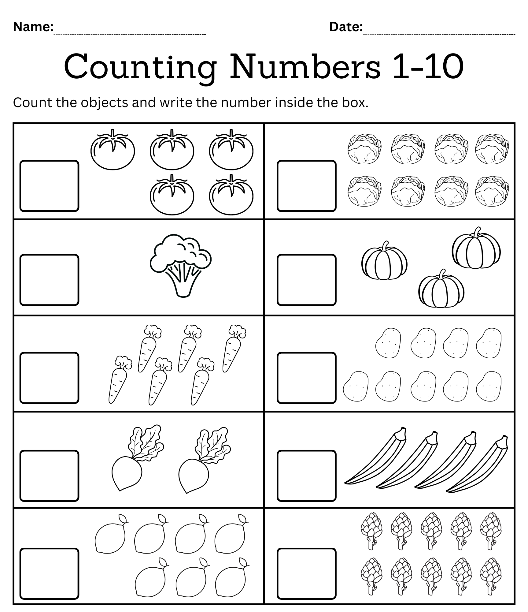 Counting To 10 Worksheets And Printable