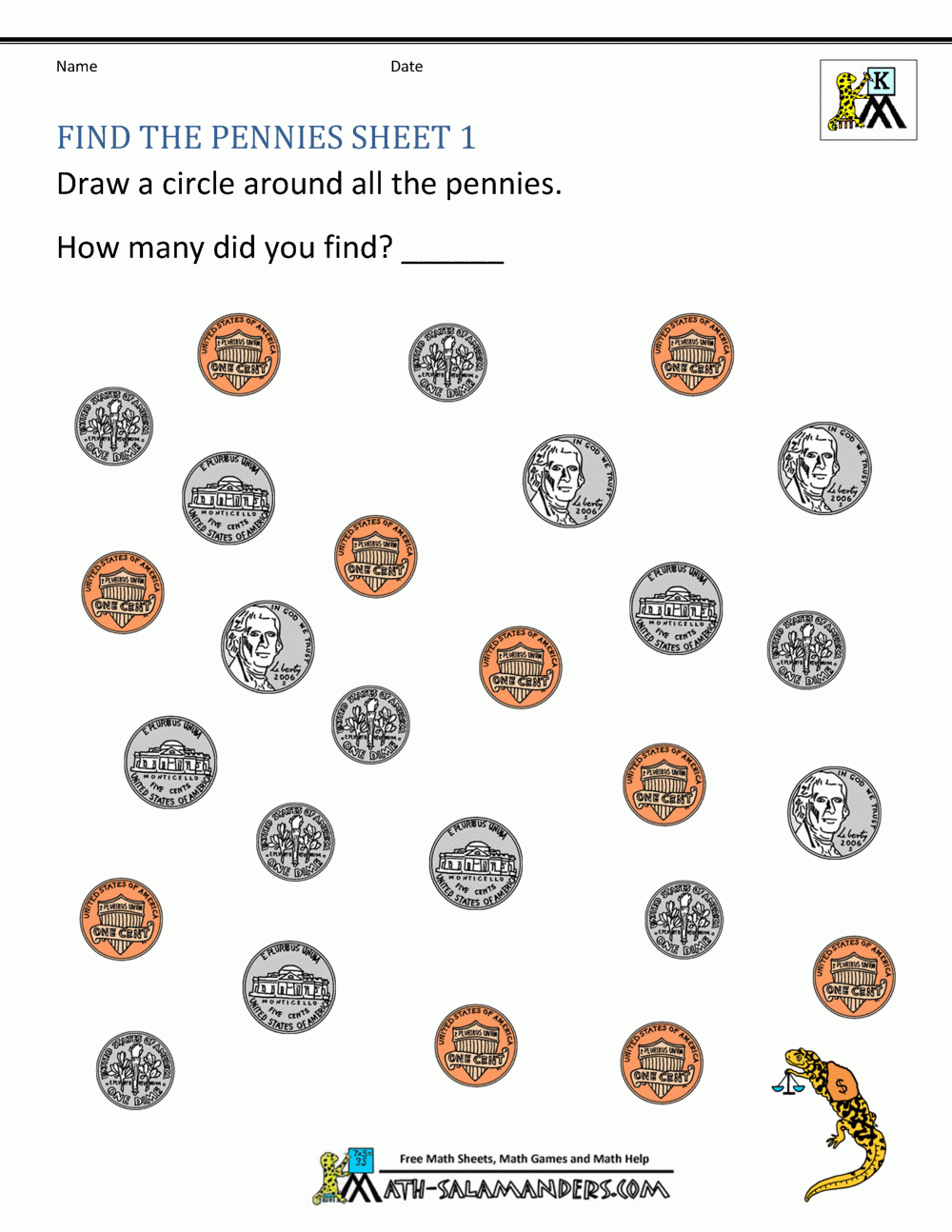 Counting Coins Worksheets Free Printable Kindergarten