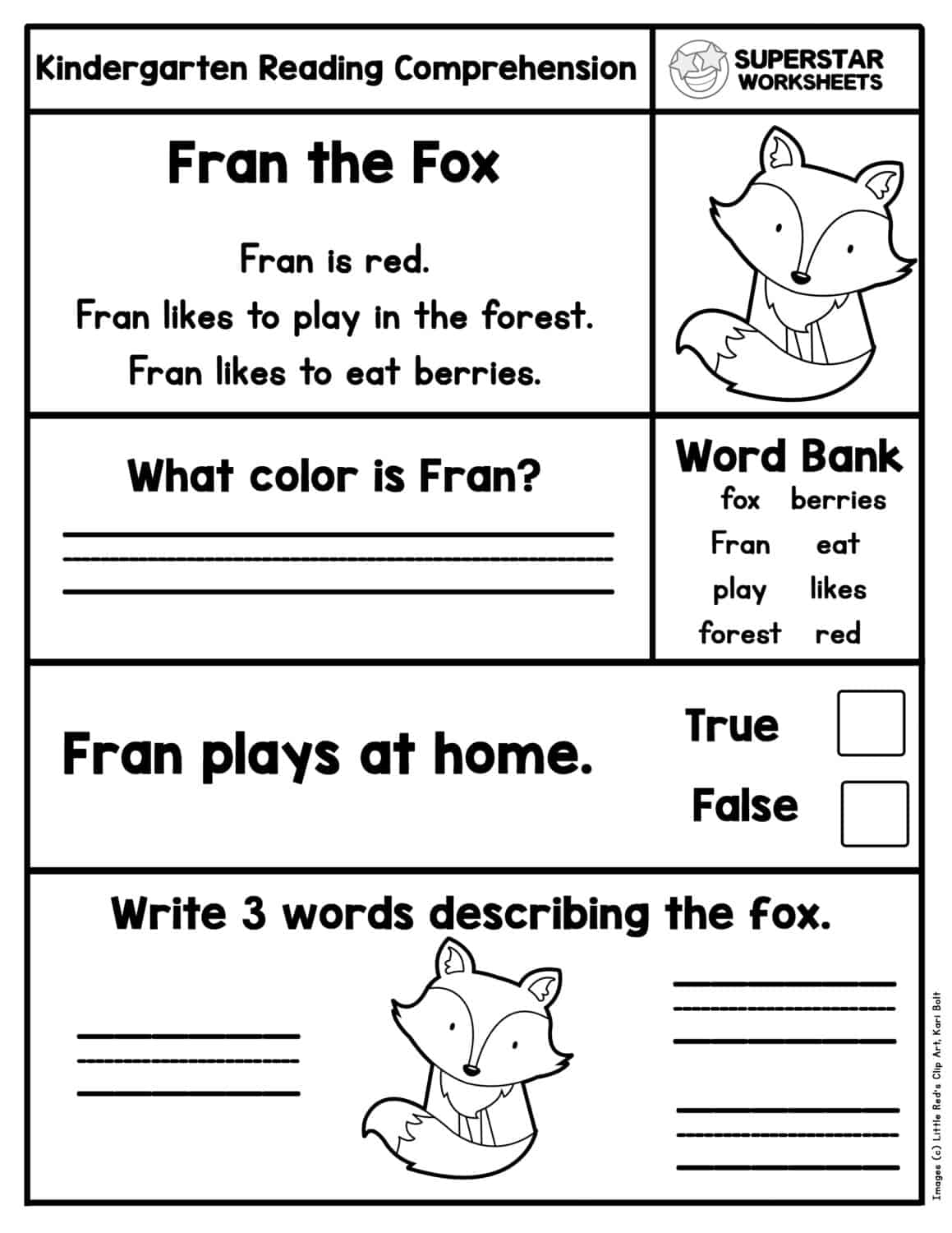 Comprehension Worksheets For Kindergarten Printable