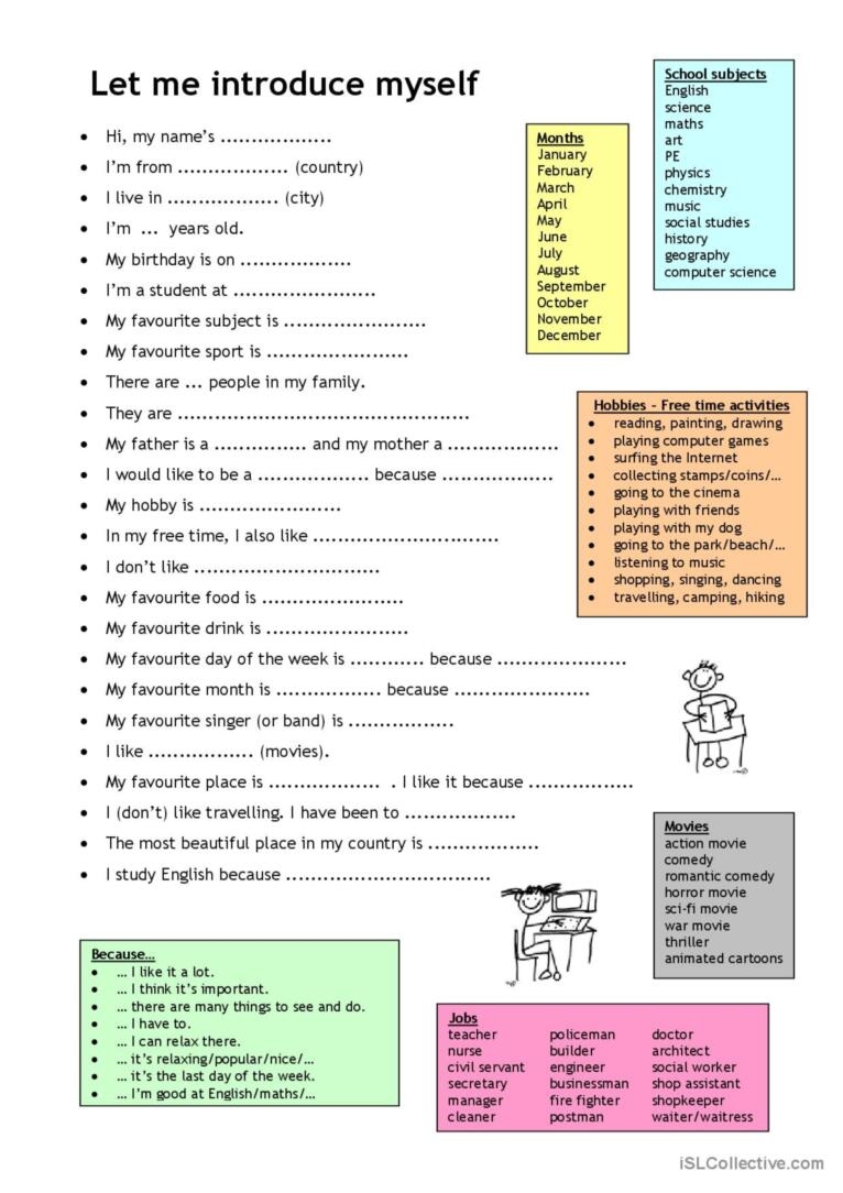 Let Me Introduce Myself English ESL Worksheets Pdf Doc