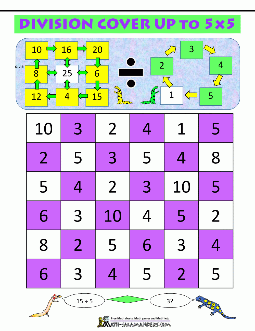Dice Division Worksheets Free Printable