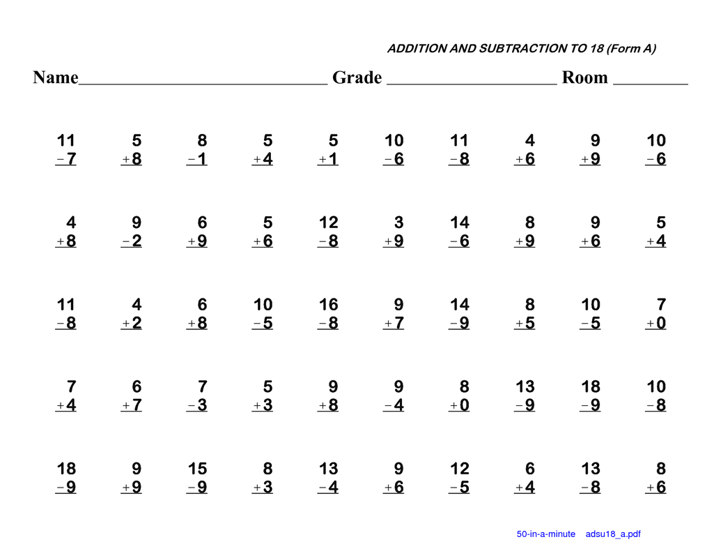 Math Fact Fluency Practice