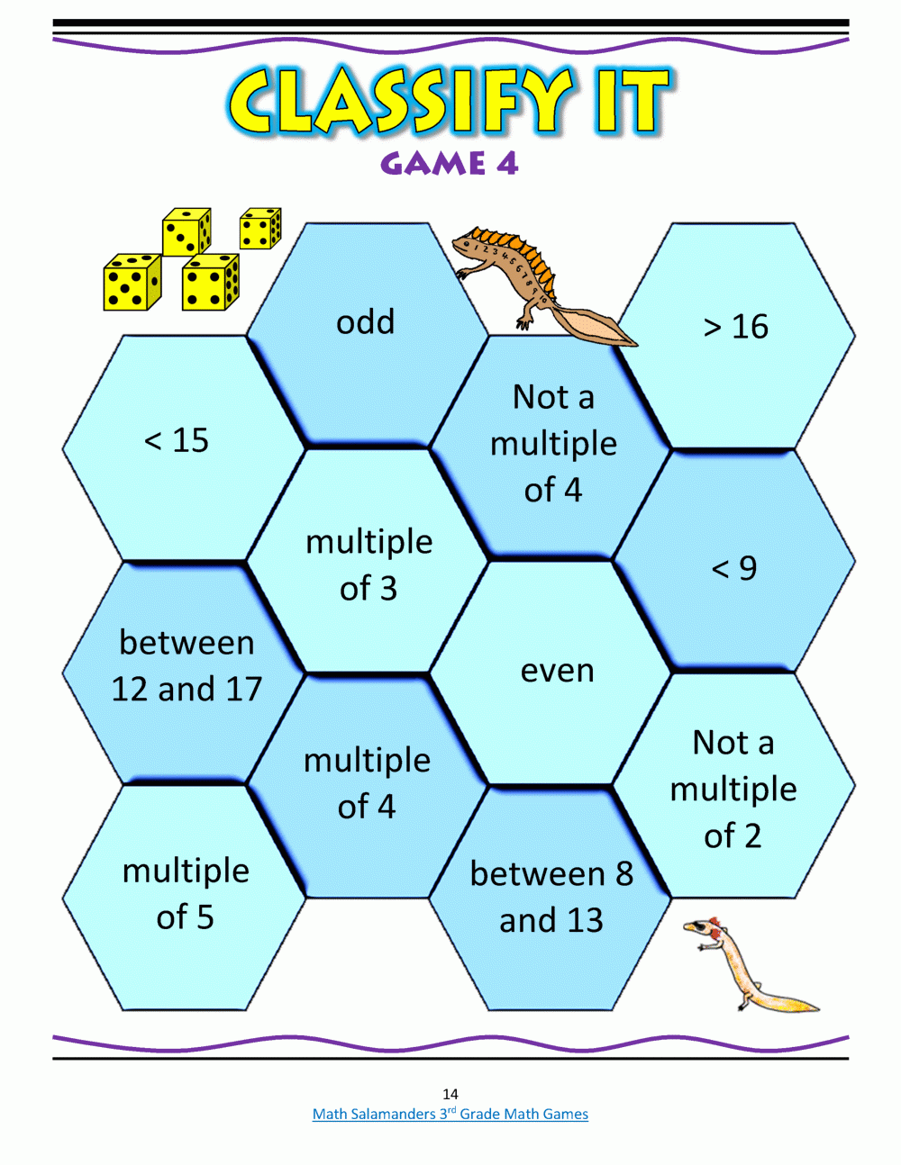 3Rd Grade Printable Math Games Worksheets