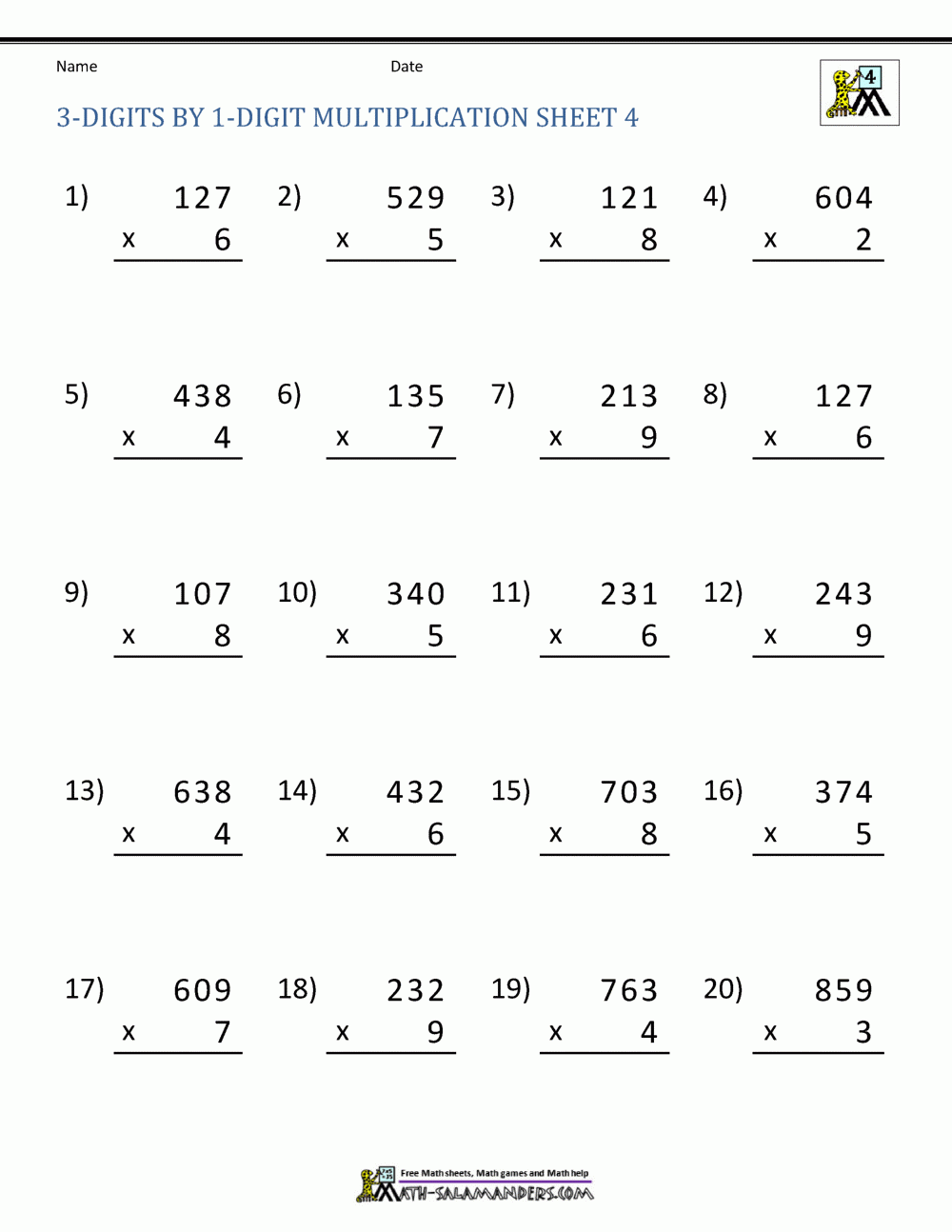4Th Grade Math Facts Worksheets Printable