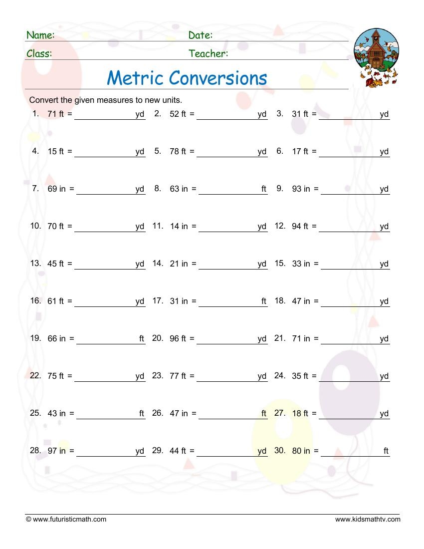 5Th Grade Measurement Worksheets Printable