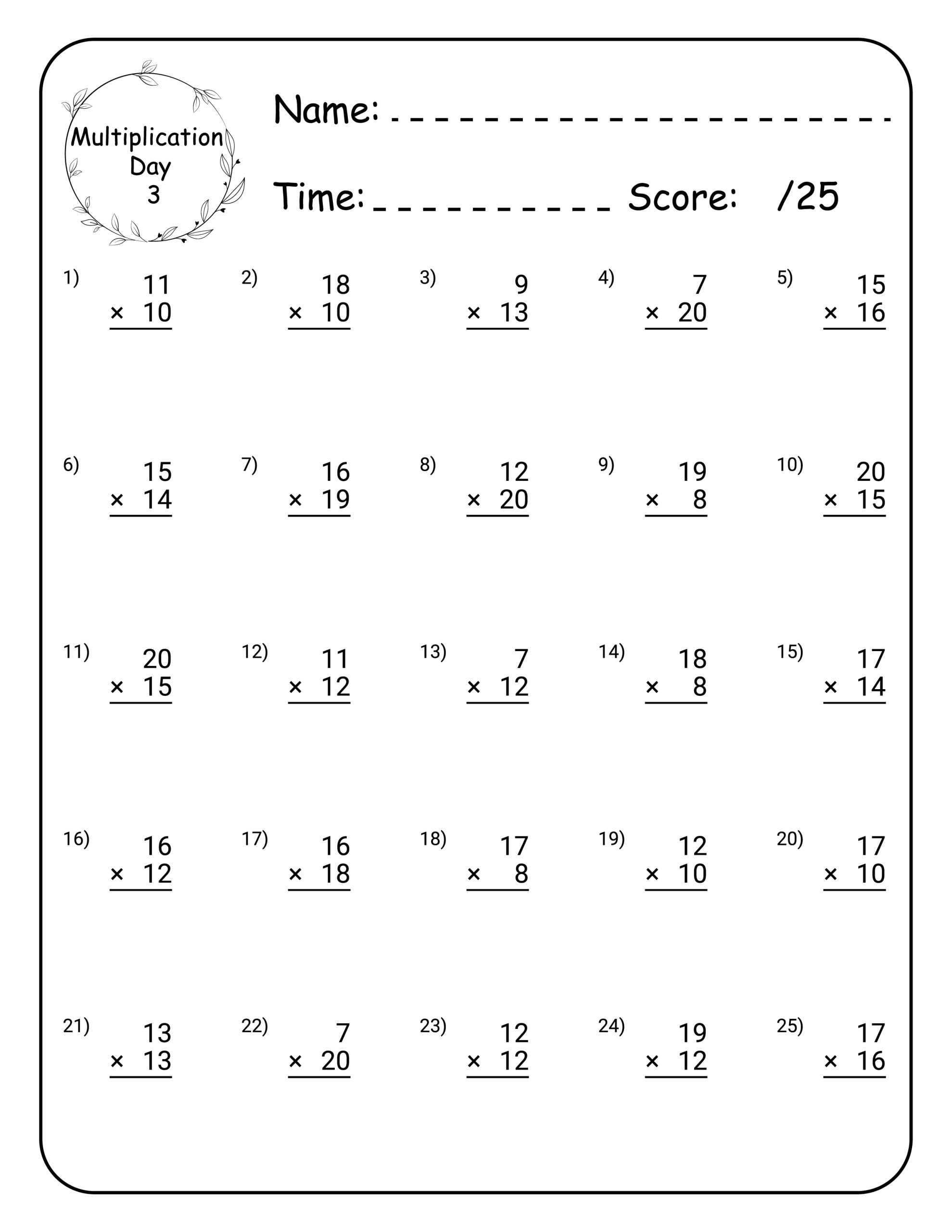5Th Grade Printable Multiplication Worksheets