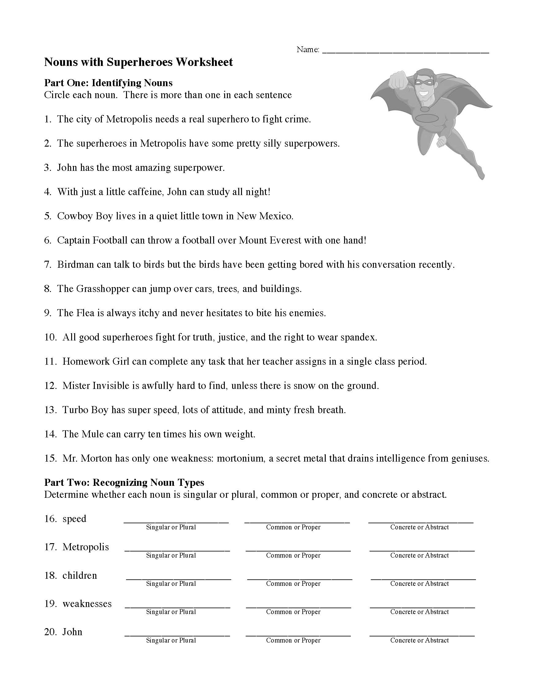 8Th Grade Printable Grammar Worksheets Nouns