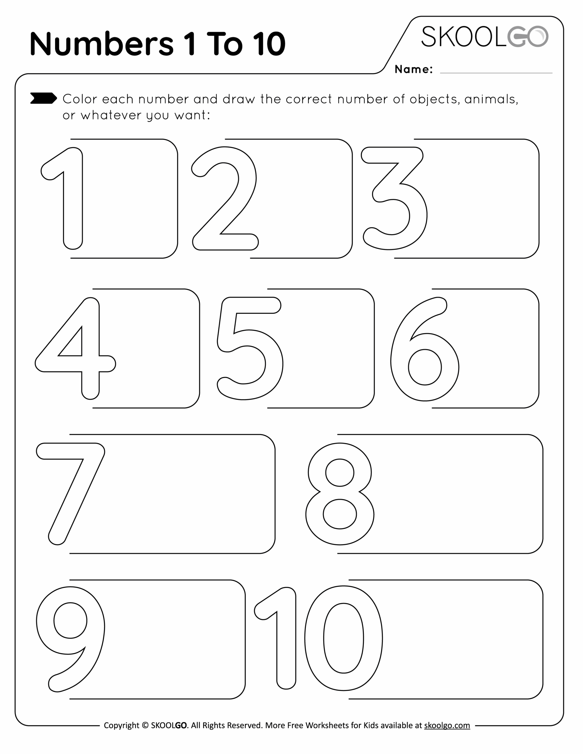 A Printable Worksheets From 1 To 10