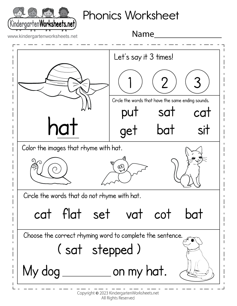 Kindergarten English Worksheets Printable