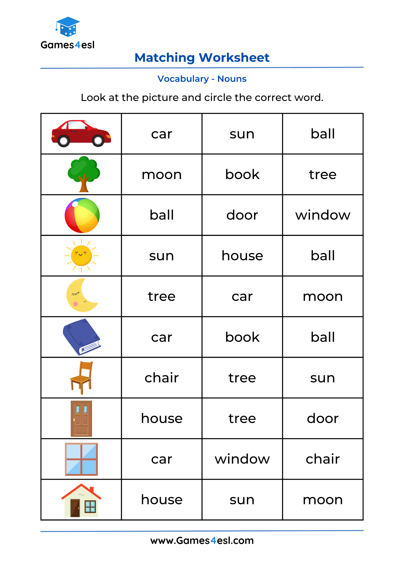 1St Grade Vocabulary Worksheets Printable