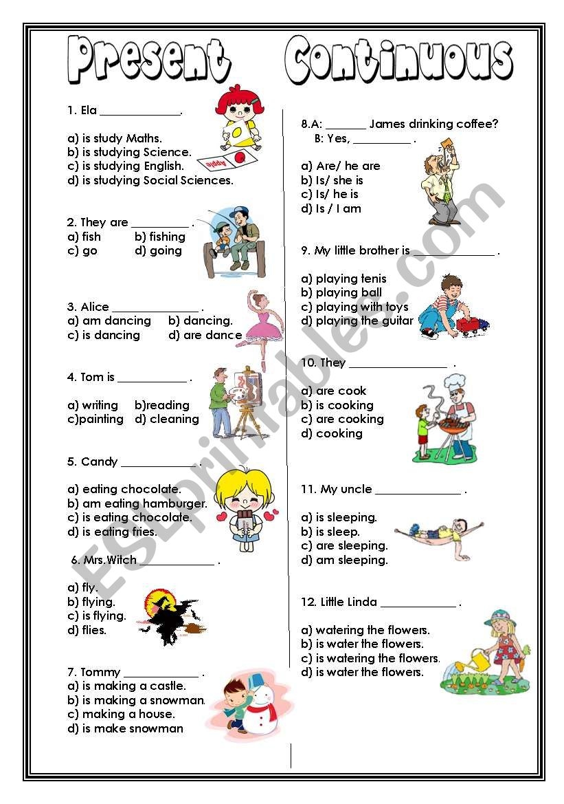 PRESENT CONTINUOUS ESL Worksheet By Sirenriver