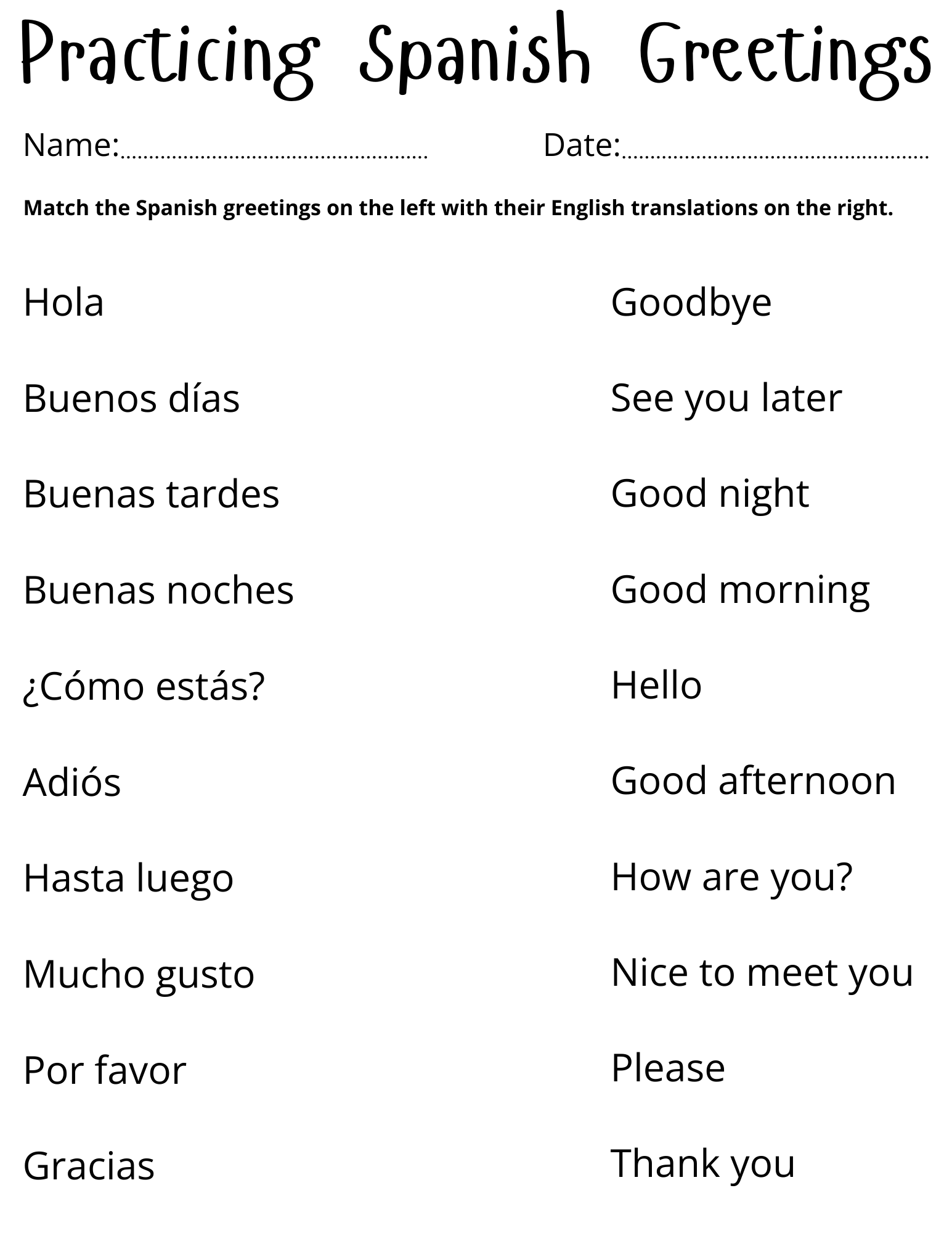Beginner Sentences In Spanish Printable Worksheets