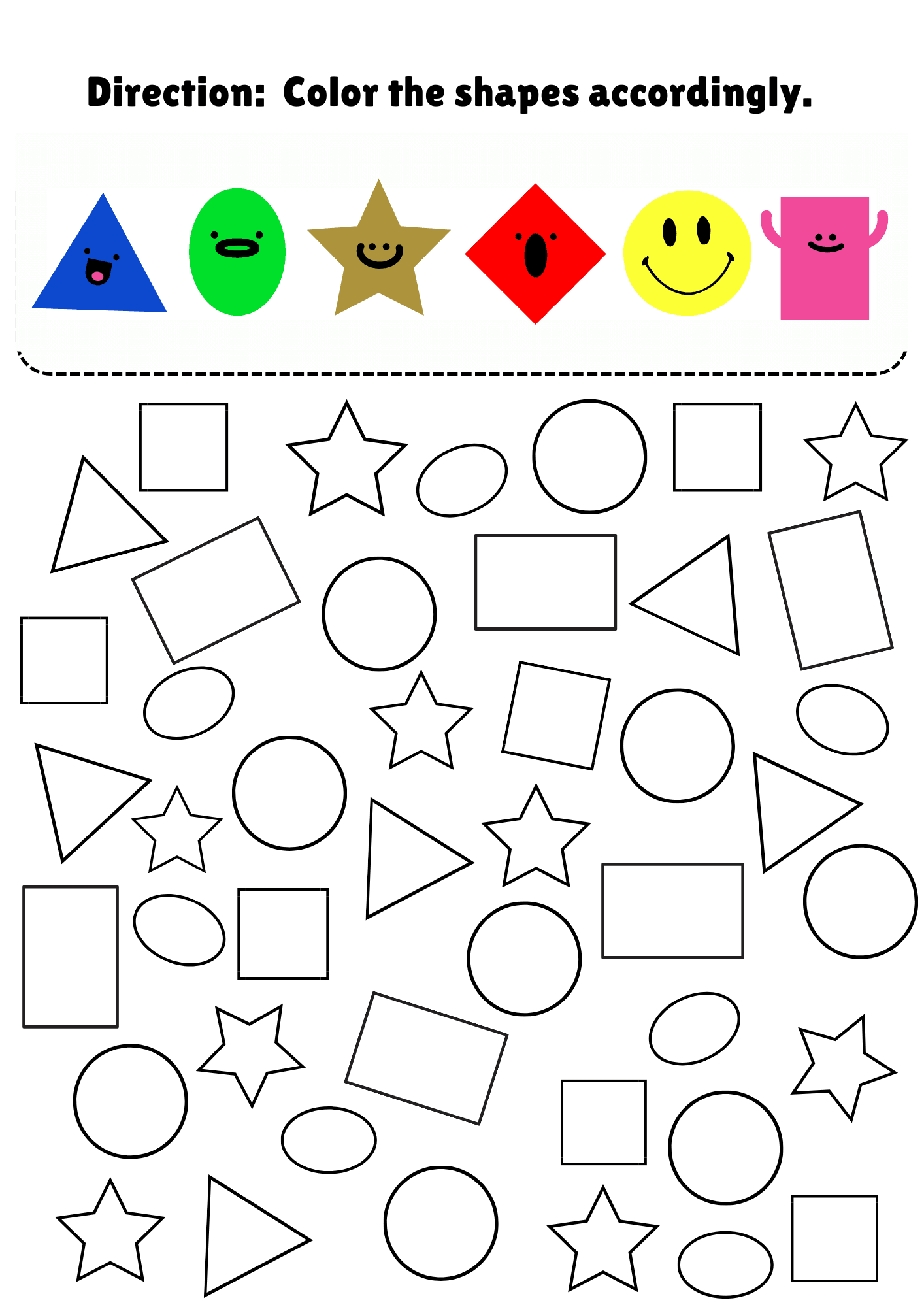 Colors And Shapes Worksheets Printable