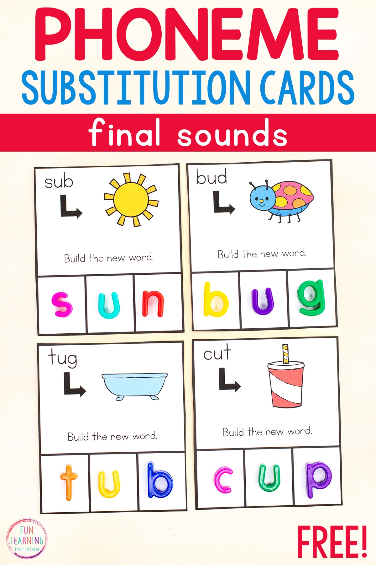 Printable Ending Sounds Phoneme Substitution Cards