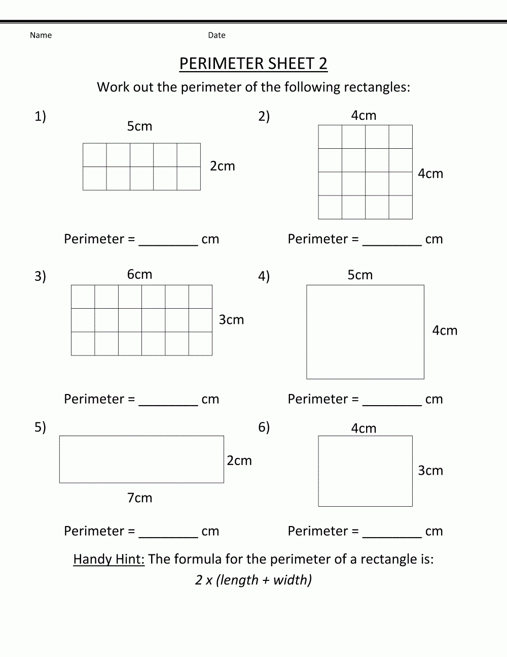 Area And Perimeter Worksheets Printable 4Th Grade