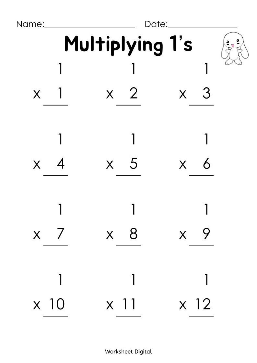 2 Minute Multiplication Test 1-11 Printable Worksheets