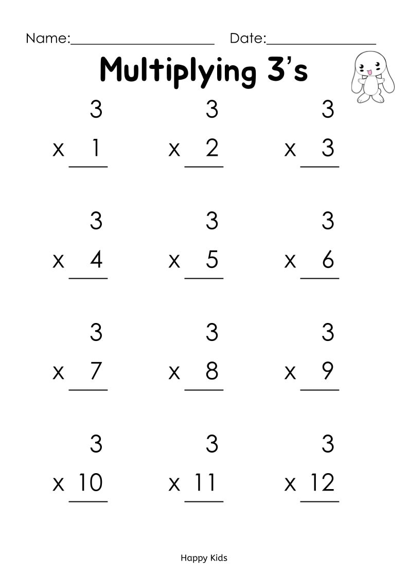 Printable Multiplication Multiplying Worksheets Numbers 1 12 For Kindergarten 1st Grade Math Homeschool Busy Books Etsy