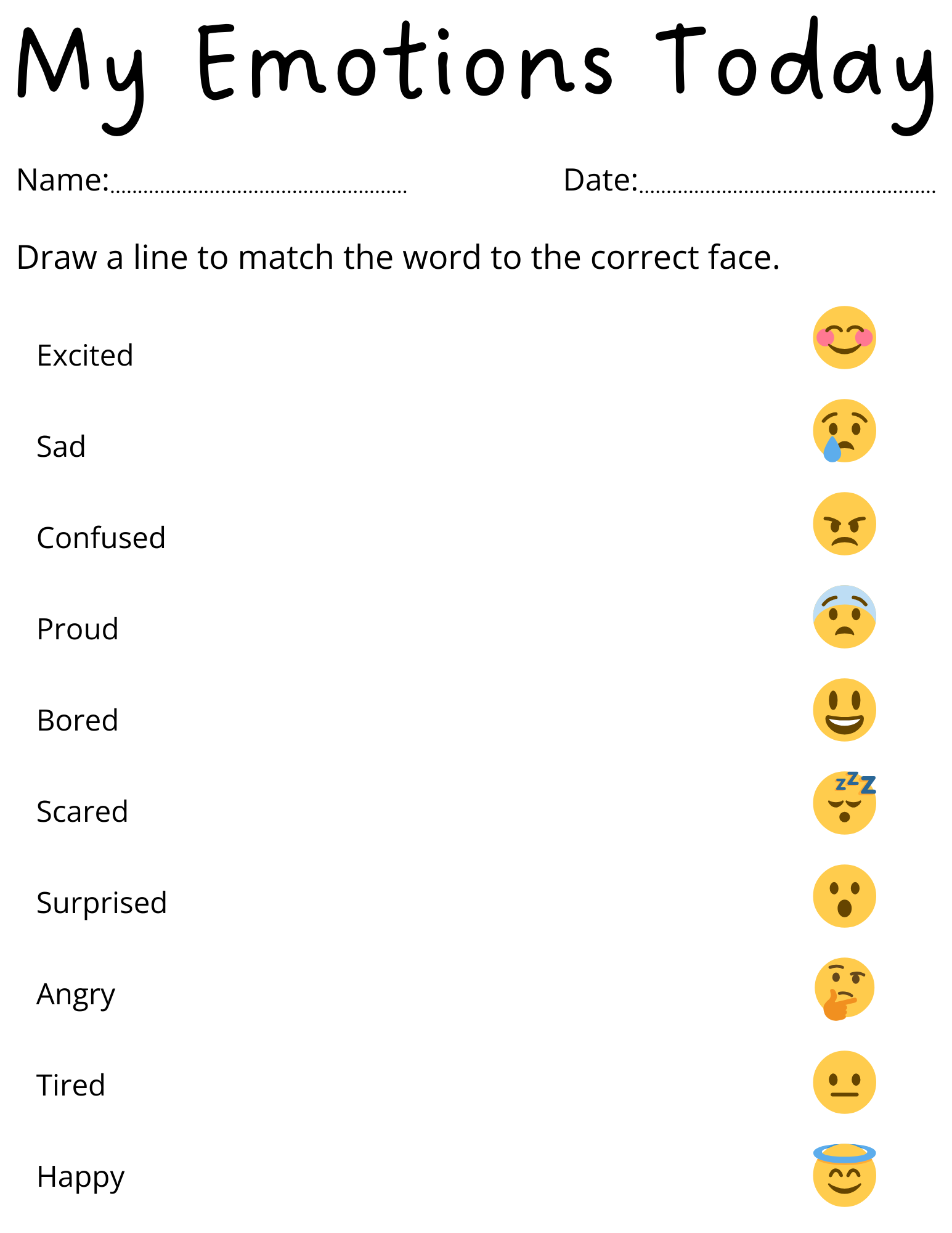 Feelings And Emotions Worksheets Printable Preschool