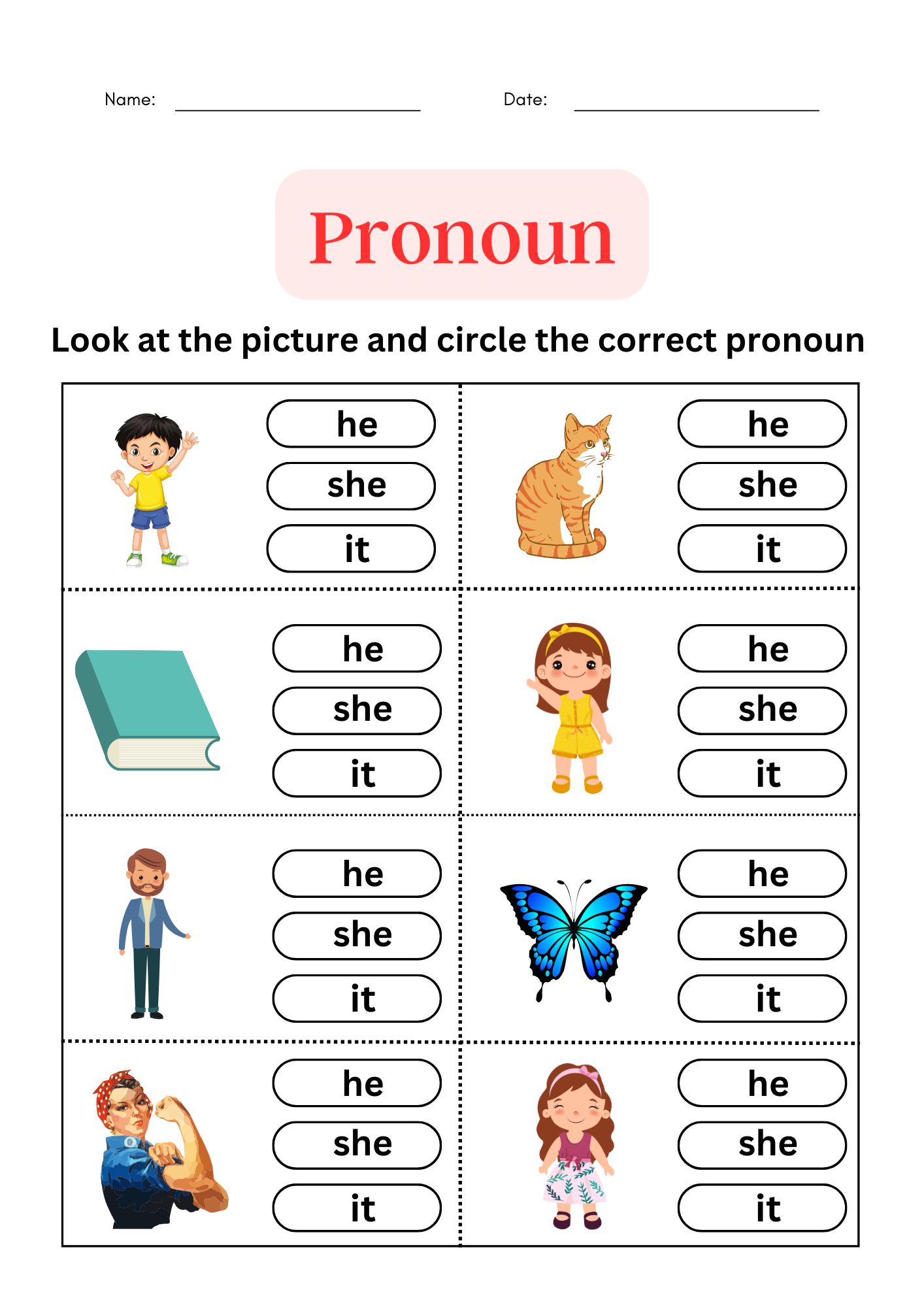 Pronoun Worksheets For Grade 1 2 3 Made By Teachers