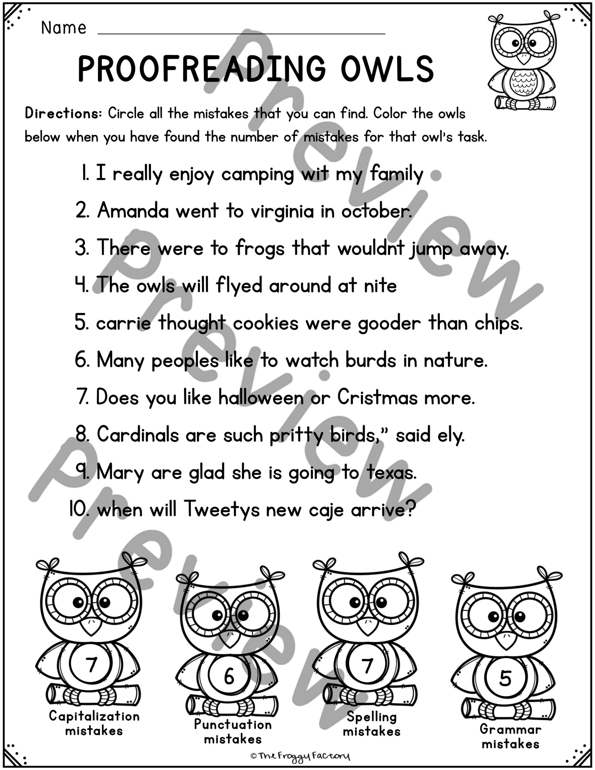 4Th Grade Proofreading Worksheets Printable