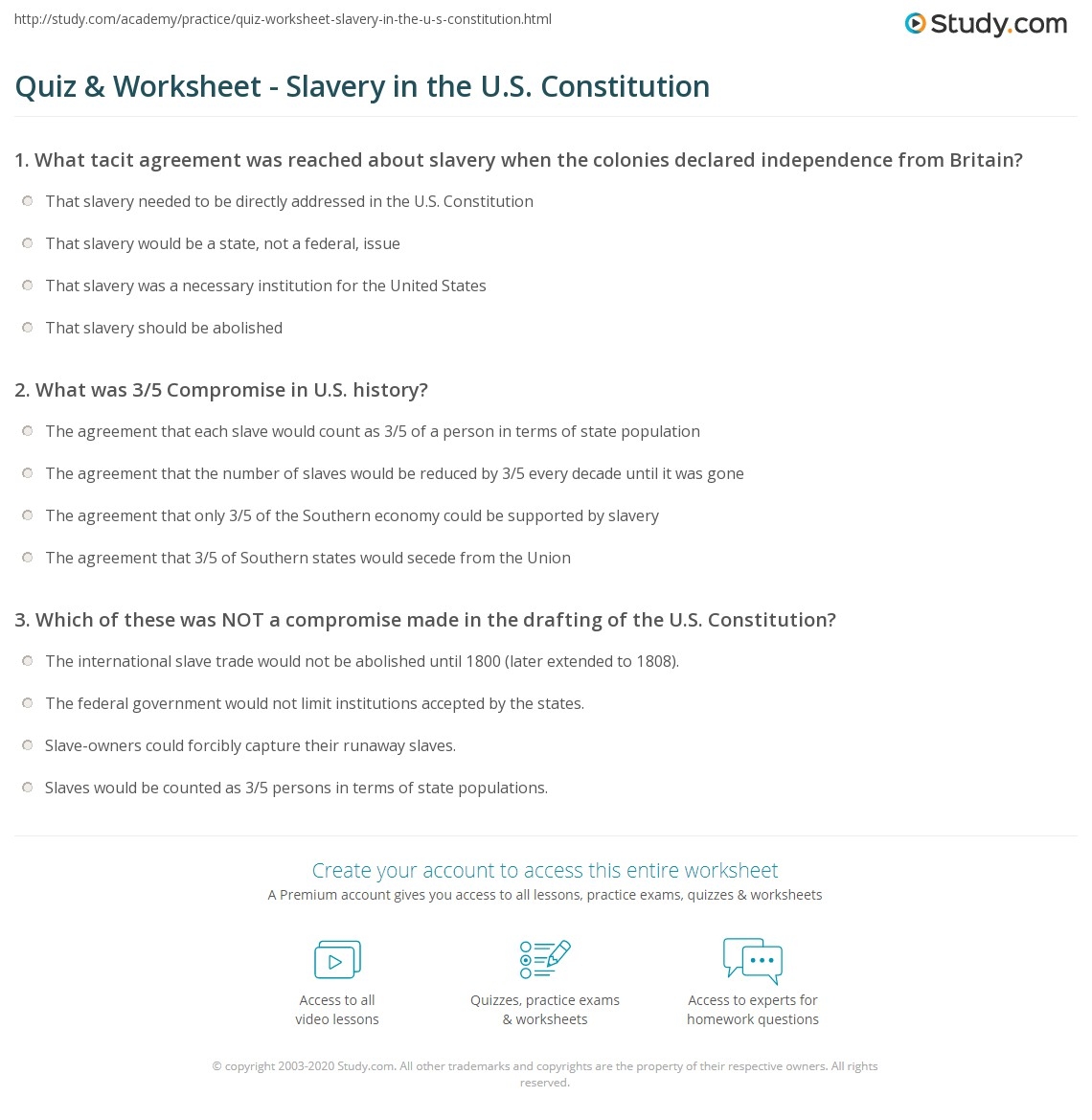 Discrimination And Slavery Printable Worksheets