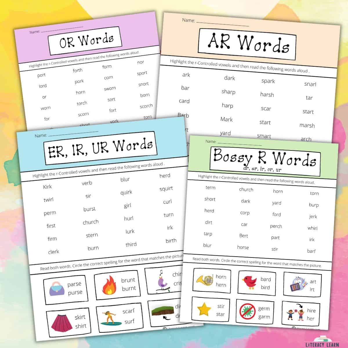 Controlled R Sound Worksheets Free Printable