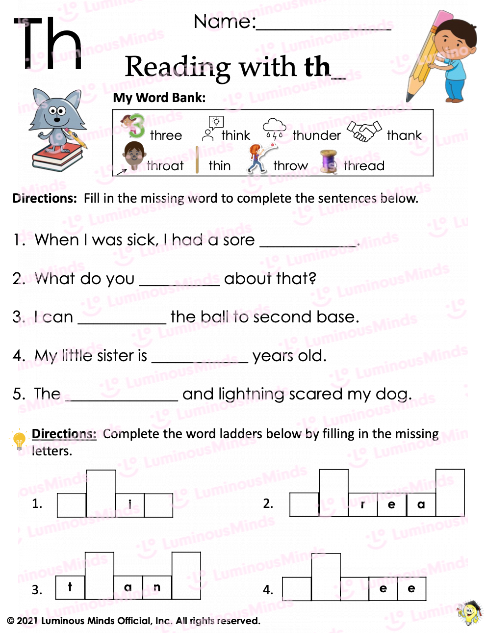 Consonant Digraphs Reading Comprehension Worksheets Free Printable