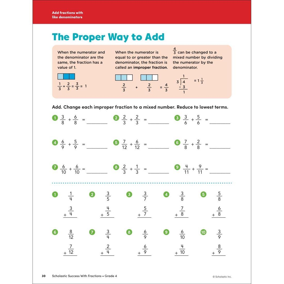 Scholastic Success With Fractions Workbook Grade 4