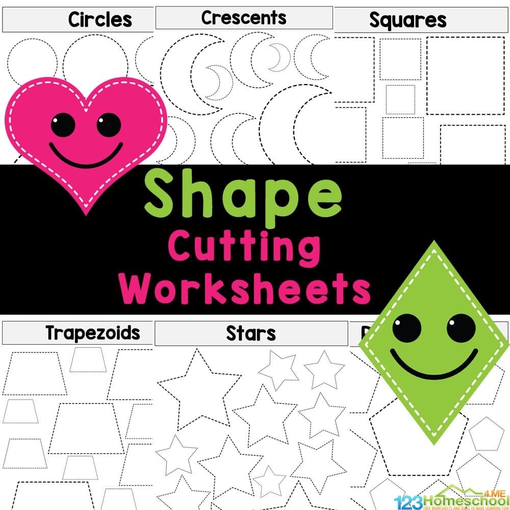 Cutting Skills Worksheets, Printable, 1/4