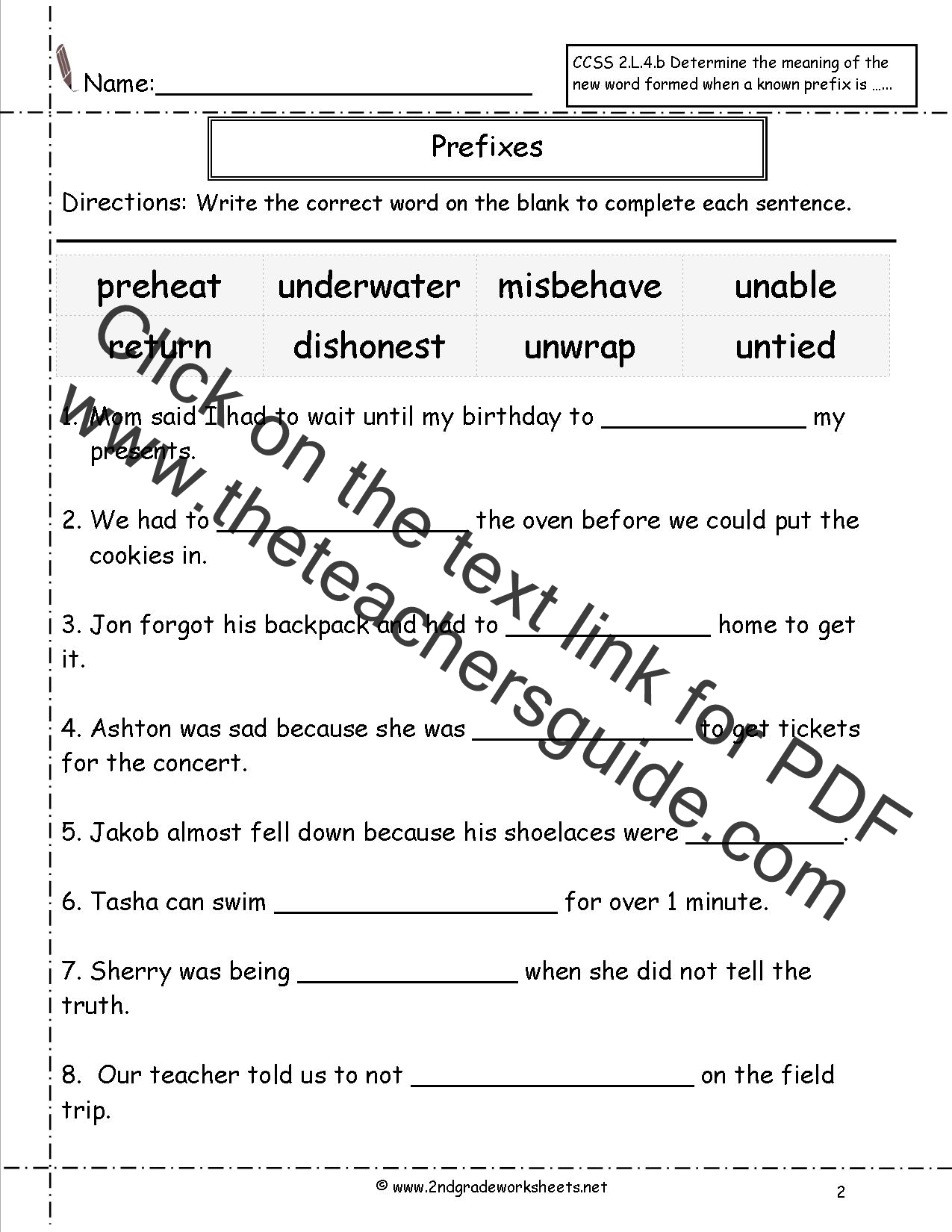 2Nd Grade Prefix And Suffix Worksheets Printable