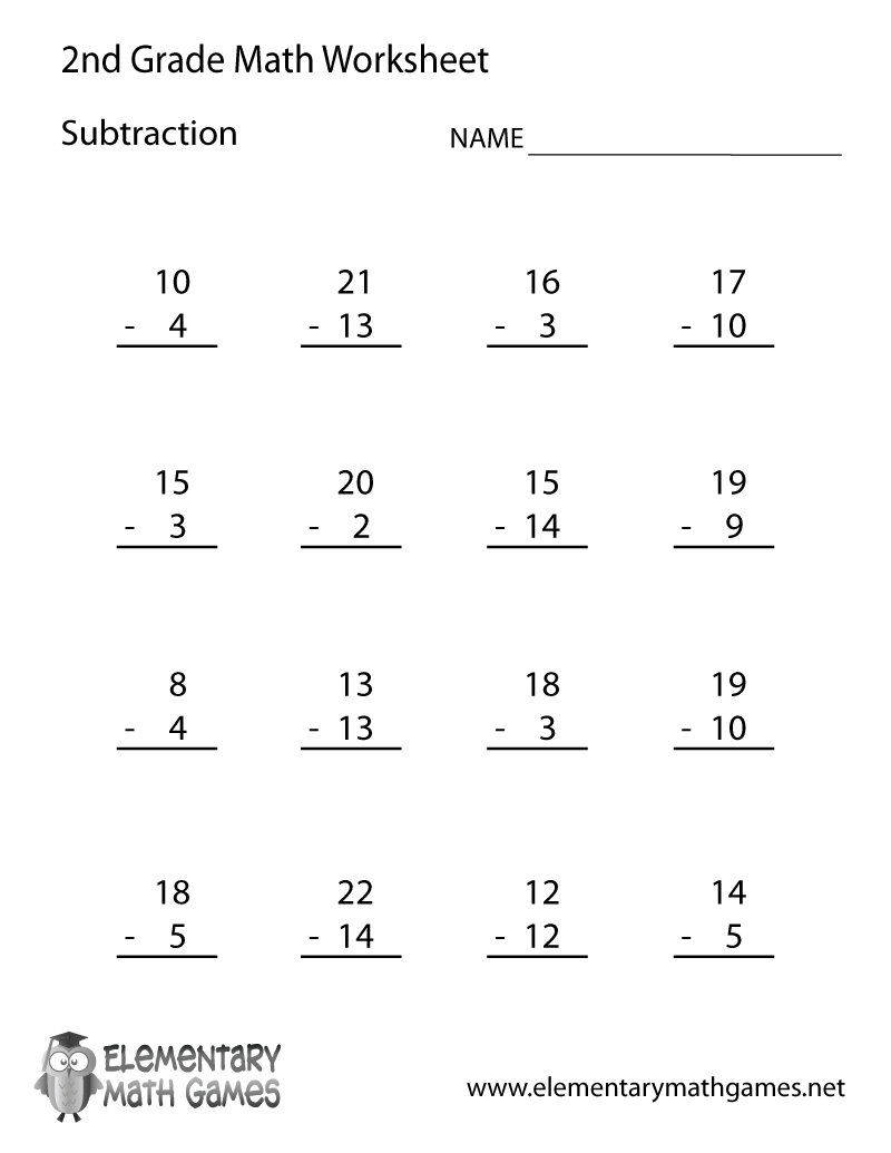 2Nd Grade Printable Subtraction Worksheets