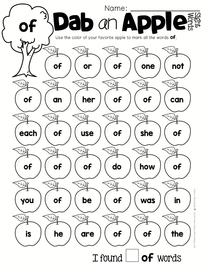 Sight Words Dab An Apple By Teach Simple